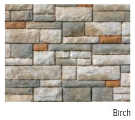 CAST STONE WALL SINGLE SIDED WALL FULL FACE BIRCH